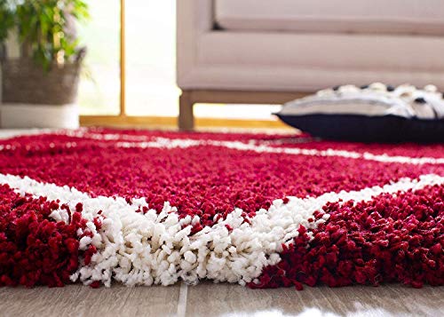 Image of Handwoven Microfibre 3D Rug for Living Room (Red & Ivory, 5 X 7 Feet, Microfibre)