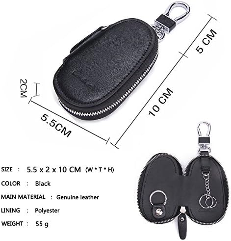 Contacts Genuine Leather Car Key Chains Wallet Pouch Case Holder Men Women Black