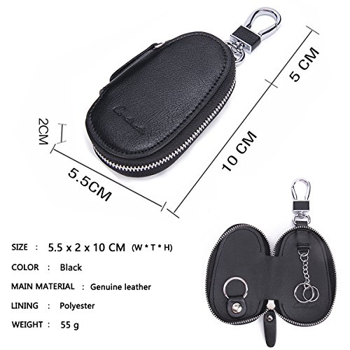 Contacts Genuine Leather Car Key Case Wallet Key Holder Bag For Men Women Black #TOP2