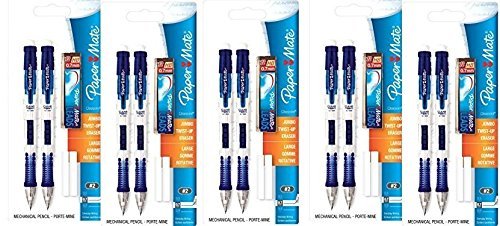Paper Mate Clear Point Mechanical Pencils 10-Count, with 5 Packs of lead and 10 Eraser Refills, Colors May Vary