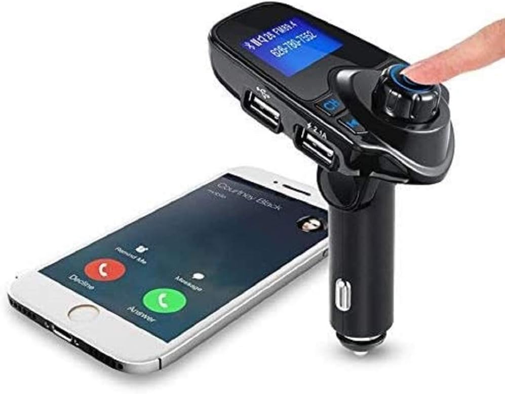 REALMAX® Car Bluetooth Wireless FM Transmitter Kit Universally Compatible With All Car Model All Brand Mobiles MP3 Player Tablet Smartphone Aux Port SD Card Slot Dual USB Stereo Music Radio Adapter