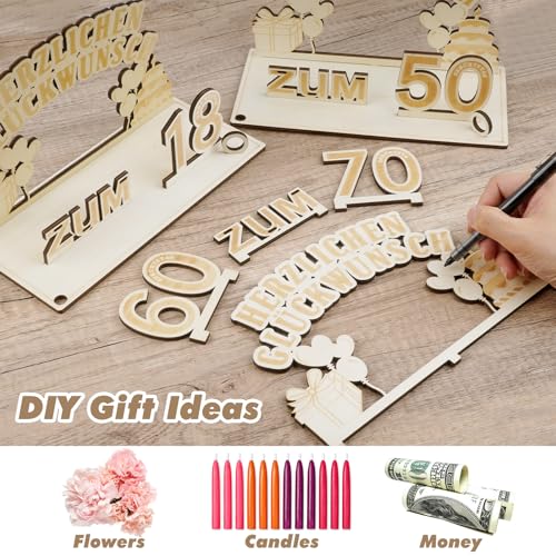 30. Geburtstag Frau Mann, Geldgeschenke Holz mit LED Lichterkette, Geschenk zum 30 Geburtstag Mann Frau, Geschenkideen zum 30, Herzlichen Glückwunsch