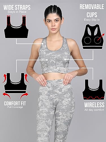 Image of Kobo Medium Impact Slip on Everyday Sports Bra for Women - Lightly-Padded, Non-Wired & High Coverage | Lined Cups with Removable Inserts (Imported)