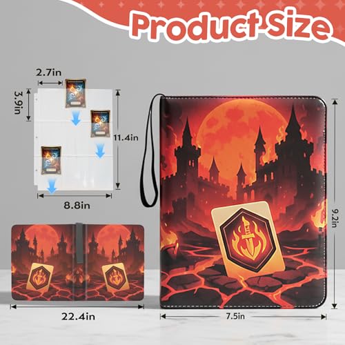 Image of 9 Pocket Card Binder for MTG /YGO /PTCG /Game Cards, Holds 720 Cards,Premium Card Collector Book for TCG Players,Toys Gifts for Kids-Red
