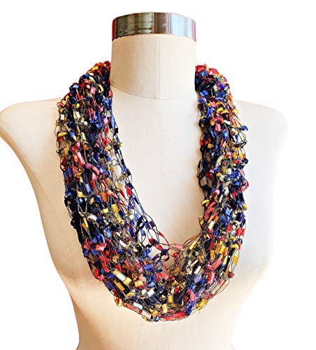 Primary Colors Light Infinity Scarf, Necklace Scarf Infinity Scarf, Loop Scarf Light weight Scarf, Multicolored Cowl, Fiber Jewelry Single Loop Valentine's Day HANDMADE IN THE USA