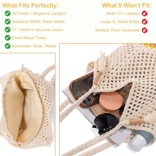 Bolso de playa de crochet para mujer miniatura 6