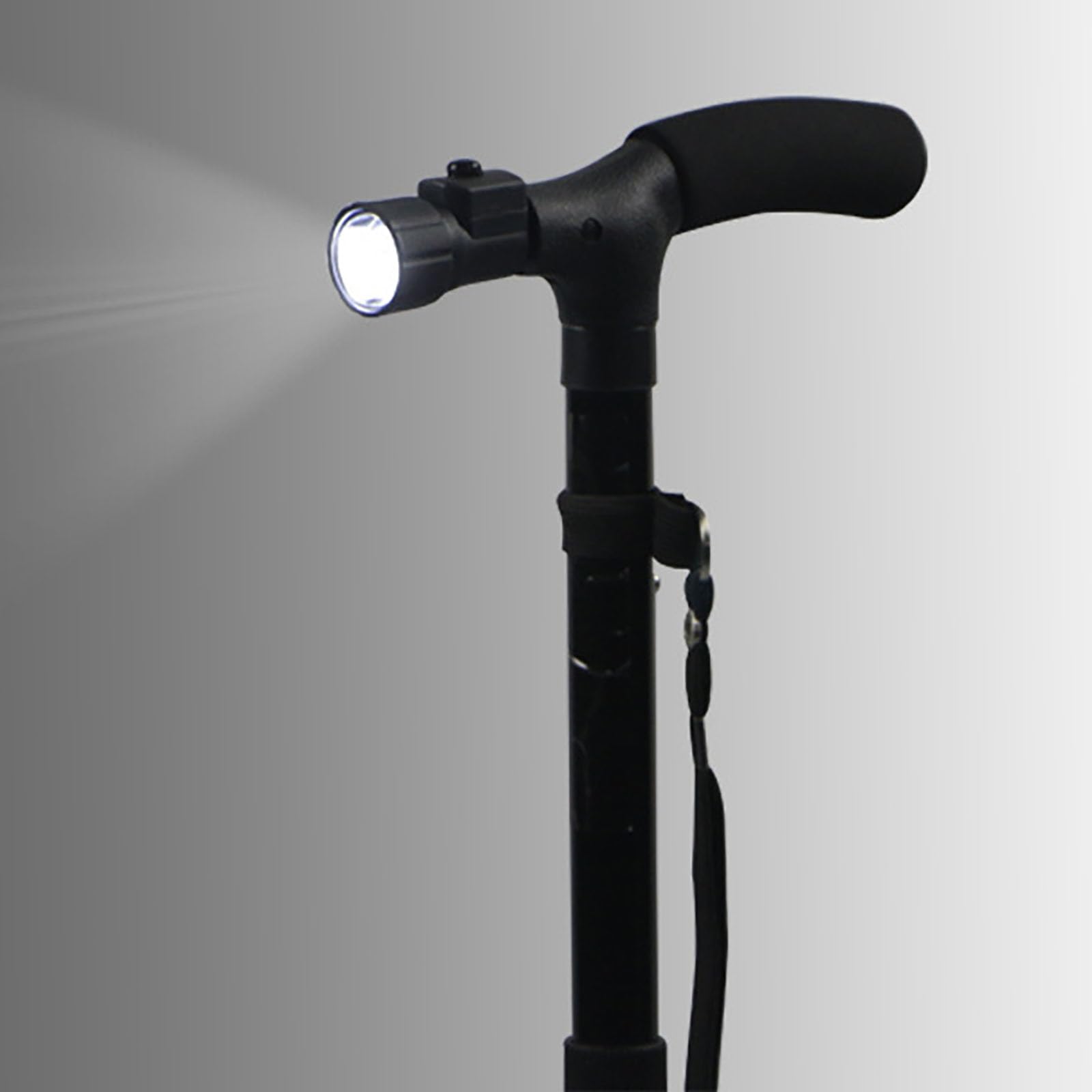 Składana laska LED z podwójnym uchwytem, lekka, regulowana laska do chodzenia z ergonomicznymi uchwytami i antypoślizgową podstawą, przenośna pomoc w mobilności dla seniorów