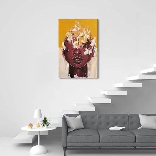 Miniatura 6 de Decoración de arte de mujer negra, arte de pared de lienzo para mujeres afroamericanas, impresiones abstractas y modernas, impresiones en lienzo