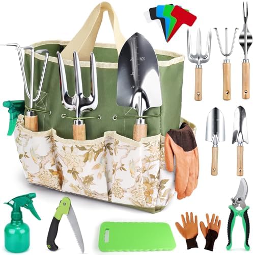 12-Piece Stainless Steel Garden Tool Set, Tool Bag, Pruning Shear...