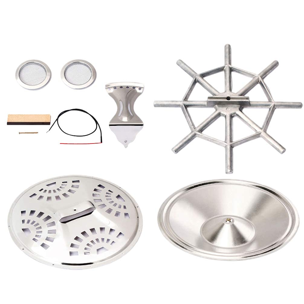 Argento Legno Dobro Chitarra Parti Set Resonator Coni Soundhole Schermi Cordiera Spider Bridge Sella