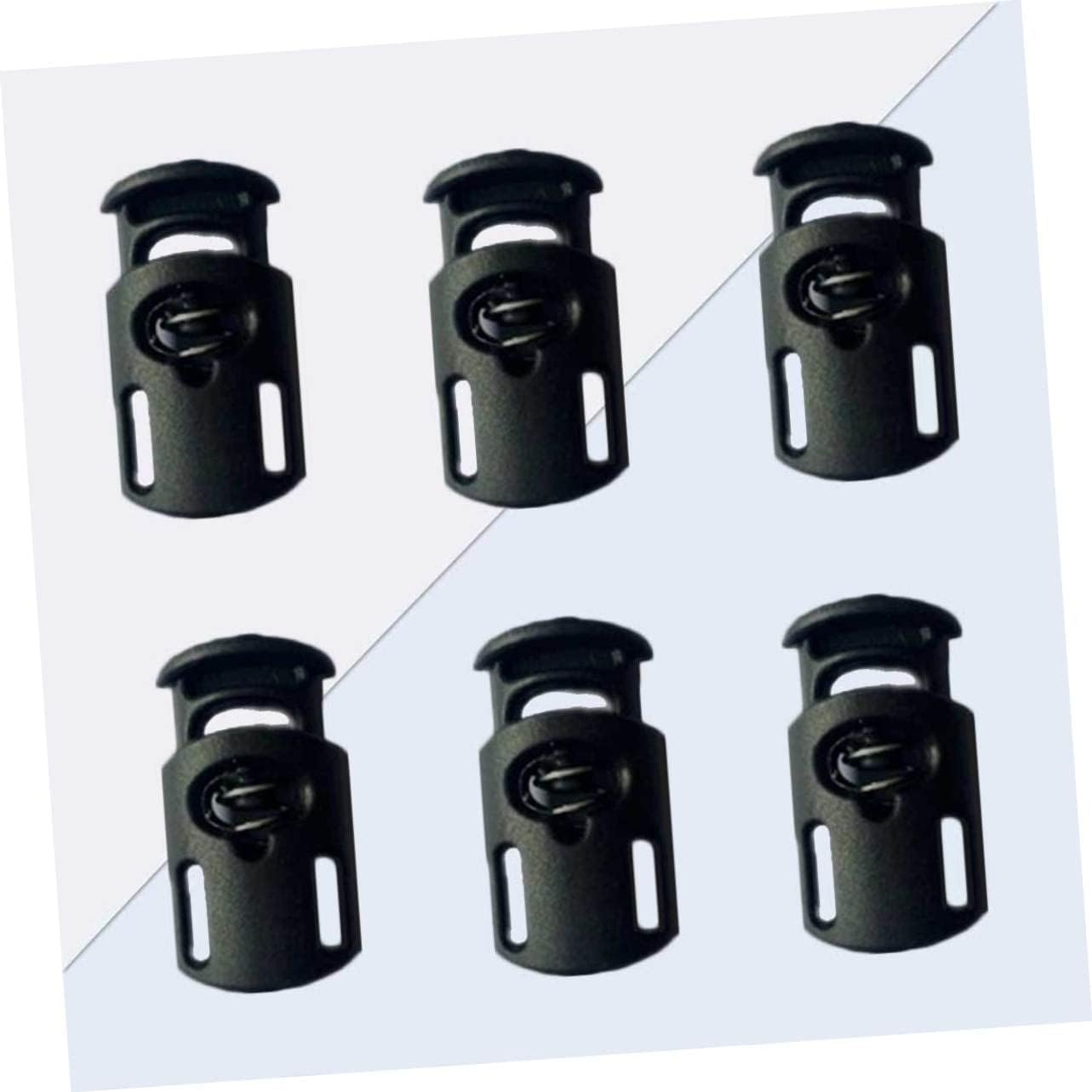 KALLORY 500pcs Black Plastic Single Hole Spring Toggle Cord Locks Drawstring End Caps for Lanyard Tent Luggage Clothing