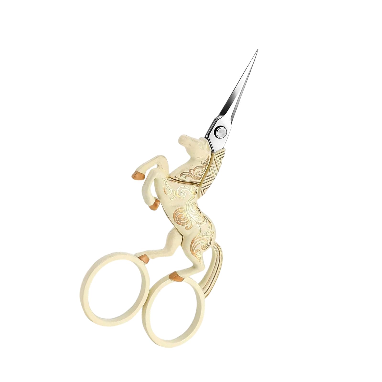 Msioytog White Antique Embroidery Scissors Rustproof Stainless Steel Scissors Small Sewing Shears Sewing