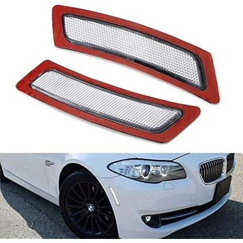 Haneex Crystal Clear Lens Front Bumper Side Markers Reflector Fender Replacement for 2011-16 BMW F10 F11 5 Series 525i 528i 530i 535i 545i 550i Cover