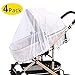 4 Pack Baby Mosquito Net for Strollers Carriers Car Seats Cradles, Portable & Durable Infant Insect Shield Netting, Babies Fly Screen Protection, White