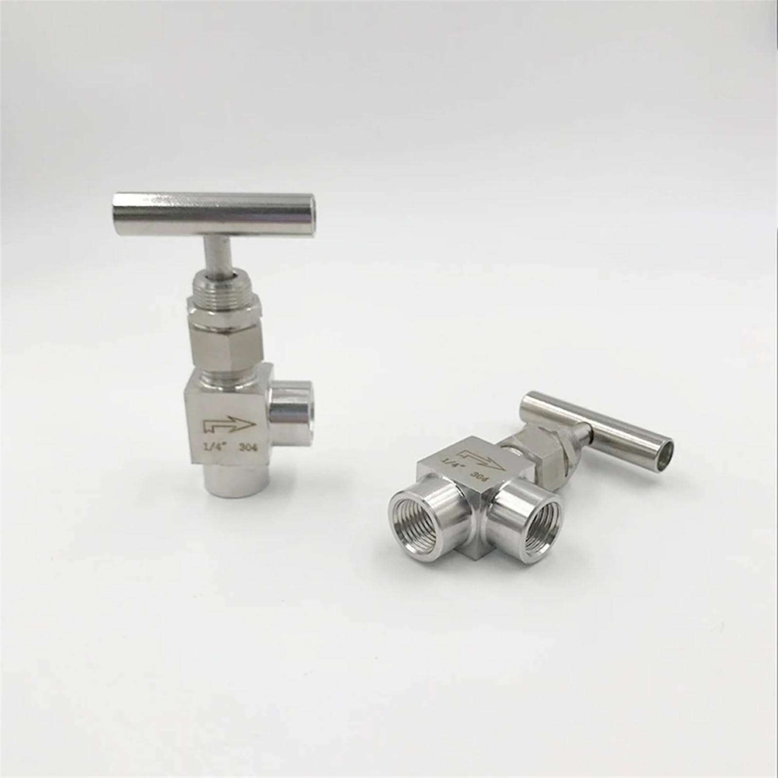 Vanne à aiguille d'angle 1/4 BSPP en inox 304 pour contrôle de débit