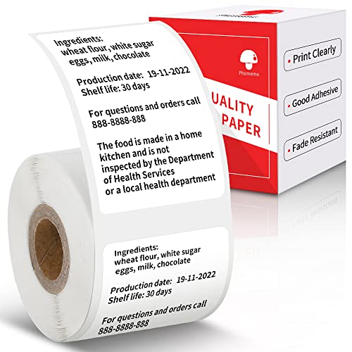Phomemo Labels Thermal Printer Labels for M110 M200 M220 M221 M150 M250 M260 M108 M100 Label Printer, Thermal Paper for Small Business, Price Tags, Black on White 1.57"x2.36"(40x60mm), 130 Label/Roll