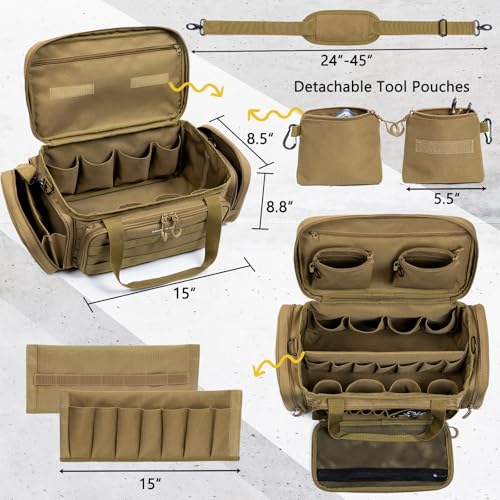 Image of Heavy Duty Tool Bag Organizer with Strong Magnets & Detachable Pouches, Tactical Tool Tote for Men, Multiple Pockets, Anti-Friction Bottom Utility Tool's Bag for Electrician,Mechanic