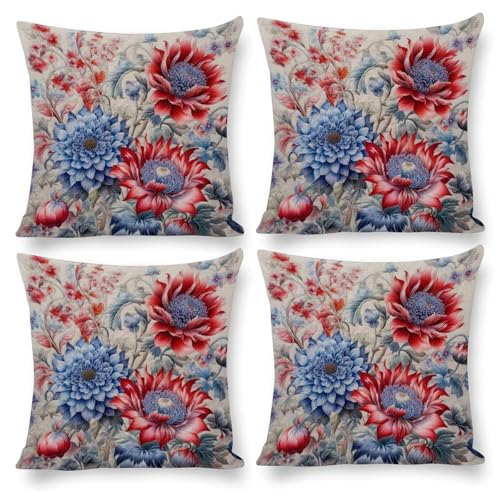 Housse de coussin avec fermeture éclair invisible à fleurs 40x40 - 2