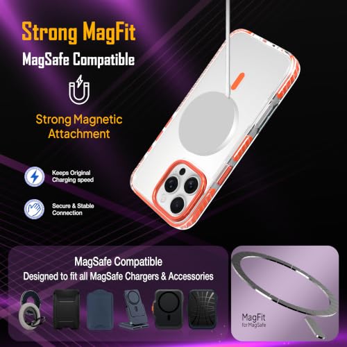 Image of Zapcase Crystal Clear Back case for iPhone 16 Pro Max | PC Back | TPU Bumper with Inner Rubber Grip | Metal Camera Guard Bezel | Metal Buttons | Scratch Resistant | 2 Layer Edge Protection | Orange