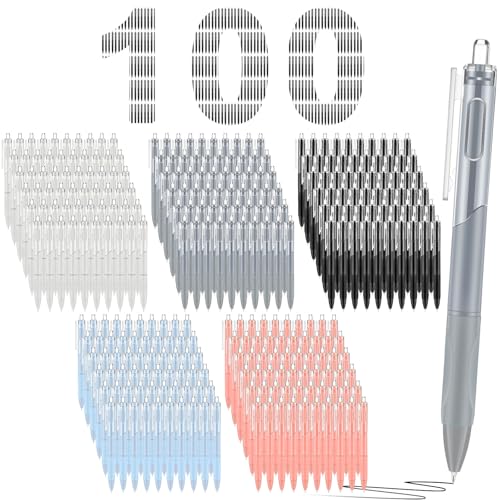 Motiskyy 100 bolígrafos de gel negro 0.5mm retractil miniatura 1