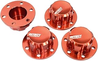 C31944RED Billet Machined Alloy Wheel Hub Caps for Axial SCX6 Crawler