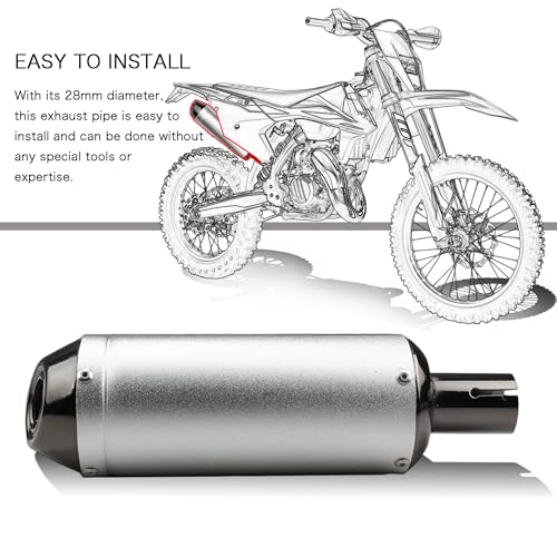 ABCERRSI 1.1\" Motorcycle Slip On Muffler,28mm Universal Muffler Exhaust Slip on Exhaust Pipe Clamp Pipe For Dirt Bike Street Bike Scooter ATV Racing