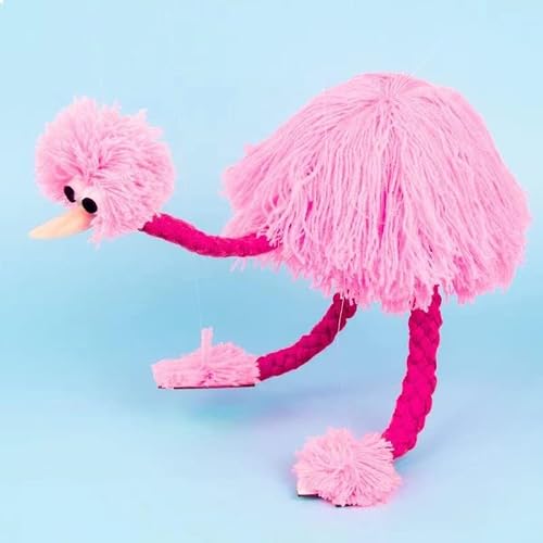 Marionette Ostrich Man Pull String Puzzle Creative Interactive Toys String Ostrich Plush Doll Puppet Props Pull String Toys Exercise Children\'s Coordination Ability (Pink) - Thumbnail 2