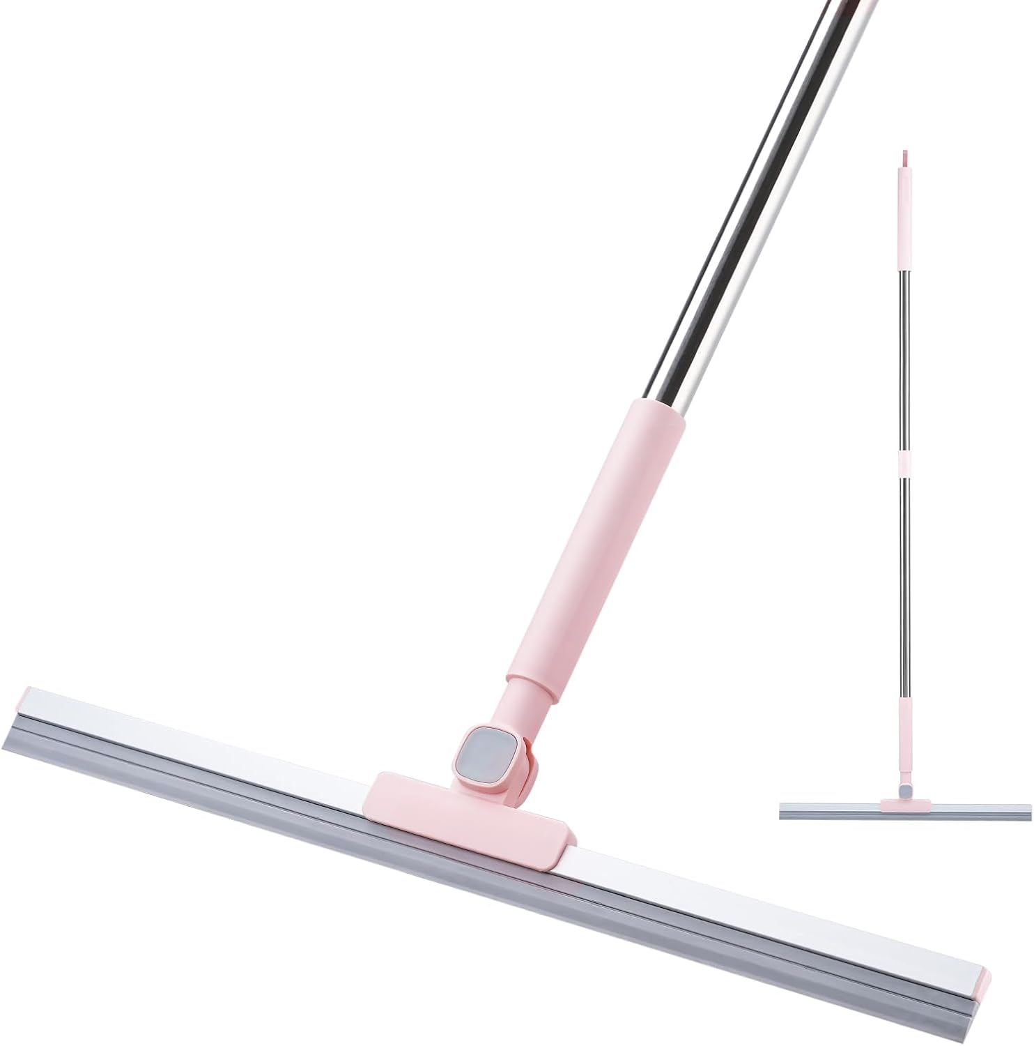 Floor Squeegee with Long Handle, 51 inch Stainless Steel Handle & 19 inch Rubber Blade, Heavy Duty Squeegee Mop for Tile, Garage, Shower Glass, Marble, Windows Cleaning & Water Removal