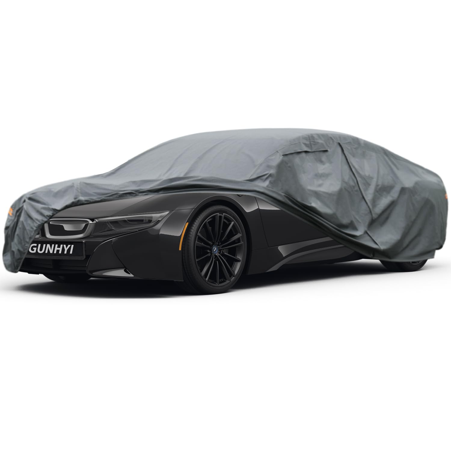 GUNHYI Premium Car Cover Custom Fit BMW i8, 16 Layers Heavy Duty Car Cover Waterproof All Weather with Zipper Door for Sun Rain Snow Dust Uv Protection
