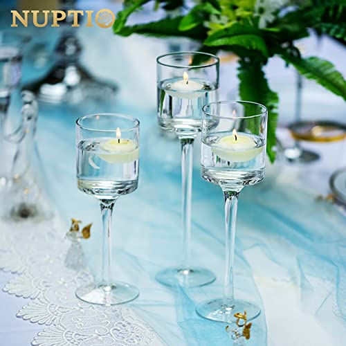 Nuptio Tall Glass Pillar Candle Holder - 30 Pcs Tea Light Candle Holder Set For Table Centerpiece Decor Long Stem Tealight Candle Holders Clear Floating Candle Holder For Wedding Event Home #TOP1