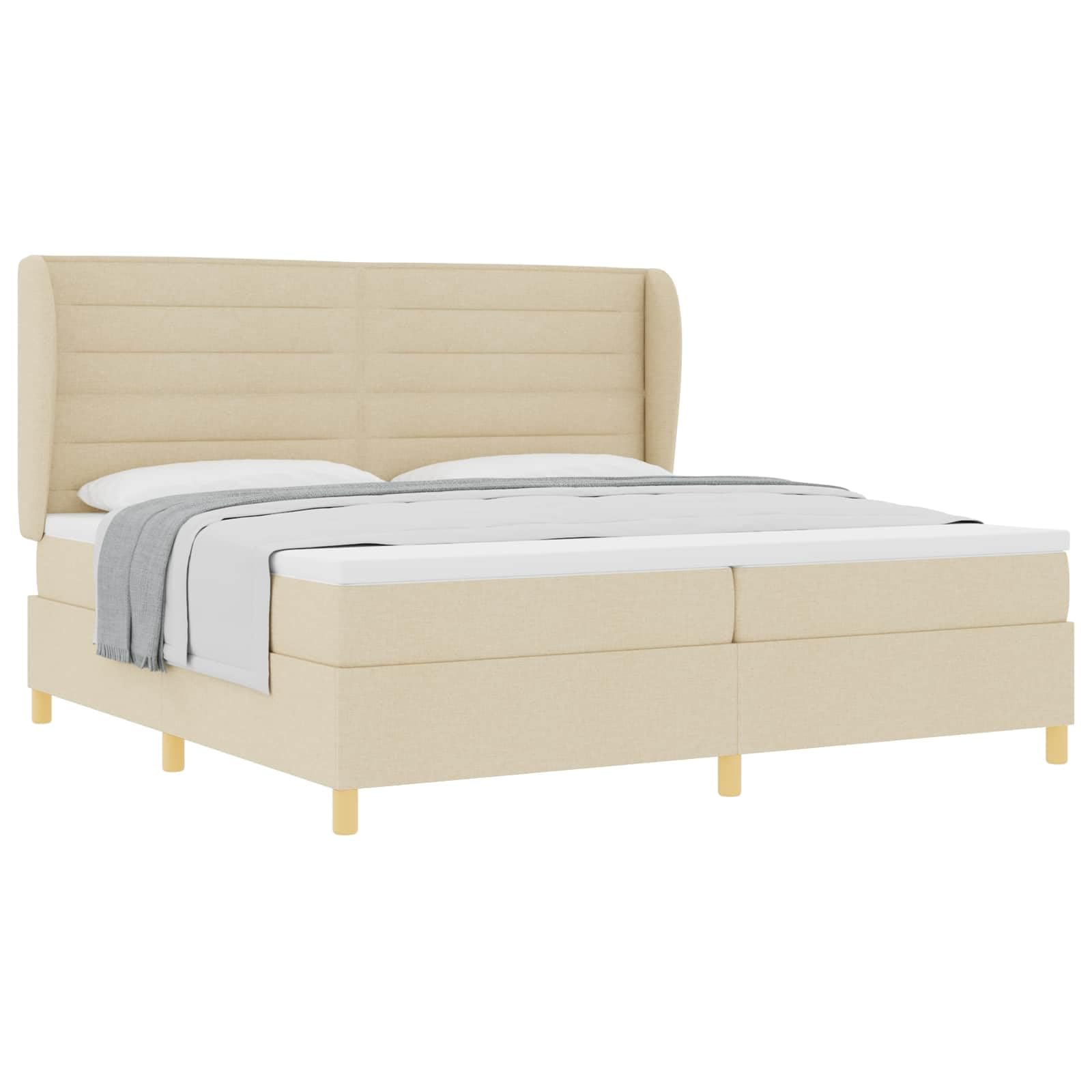 Lit à Ressorts avec Matelas Crème 200 x 200 cm Tissu,Meubles,Lits & Accessoires,Lits & Cadres de lit,96.03 kg-3340716