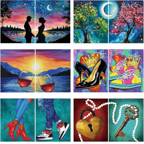 Ctosree 12 Pcs Pre Drawn Canvas for Painting Adults Sip and Paint Party Kit Pre Printed Canvas Bulk for Art Party Favors Valentine's Day Adult's Date Night(Symbol of Love,8 x 10 Inch)