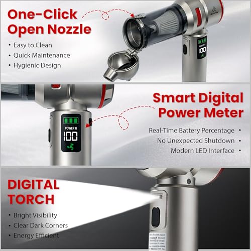 Image of Autofy Storm 3 [4-in-1] Powerful & Fully Wireless Car Vacuum Cleaner Air Blower - 18000PA 3.5X More Suction Power - BLDC Long Life Motor - 3 Suction Speeds - 25 mins Runtime (24 Months Warranty)