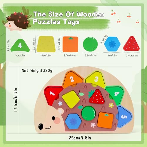 Montessori Spielzeug ab 1 2 3 Jahr: Holz Puzzle mit Steckpuzzle & Farben Lernen Sensorik Spielzeug für Kinder 1-3 Jahre Geschenk Junge Mädchen zum Geburtstag - Baby Spielzeug 6 8 9 18 Monate