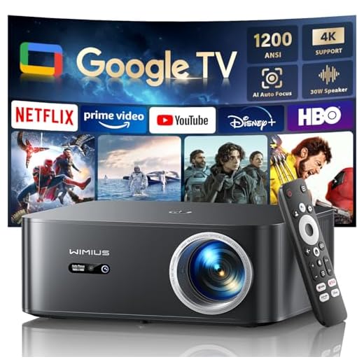 Home Cinema Proiettore【1200 ANSI/Google TV】Netflix Ufficiale Proiettore 4K Support, Autofocus/Keystone Nativo 1080P Smart Videoproiettore Full HD WiFi Bluetooth con Controllo Vocale Remoto per Home Cinema