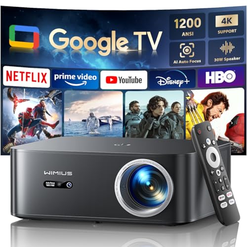 Proiettore【1200 ANSI/Google TV】Netflix Ufficiale Proiettore 4K Support, Autofocus/Keystone...