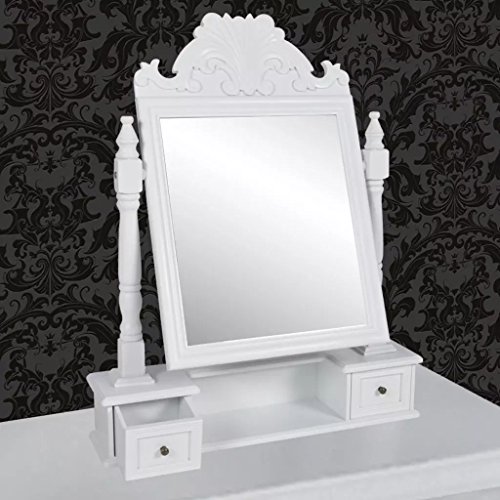 vidaXL Vanity Make Up Table Vintage Dressing Mirror Chest Cosmetic Case Drawer Desk MDF