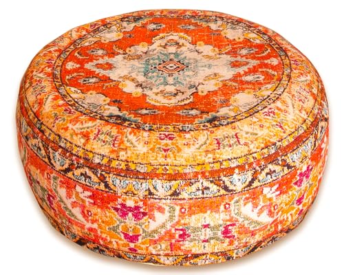Mandala Life ART Housse de Coussin de Sol - 60x20 cm - Taie d'oreiller Tapis de Méditation Ronde - Décoratif Pouf Tapis en Coton imprimé