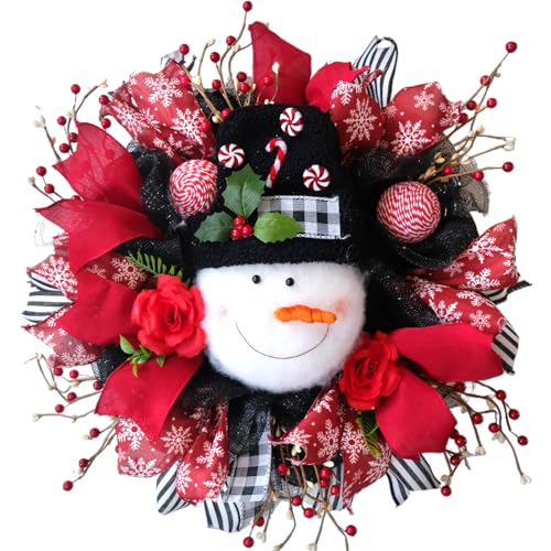 TEMPUS 20 Inch Snowman Christmas Wreath for Front...