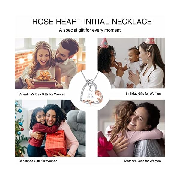   Iefil-Rose-Heart-Necklaces-Gifts-for-Women-925-Sterling-Silver-Heart-Initial-Necklaces-Anniversary-Birthday-Gifts-Women-Jewelry-Gifts-for-Wife-Girlfriend-Mom-Daughter-Her