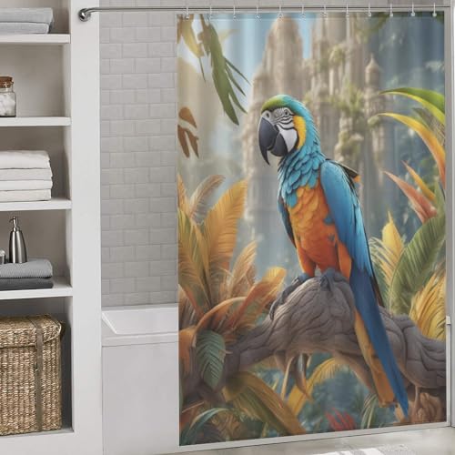 Rideau de douche perroquet 152x183 cm en polyester lavable pour baignoire