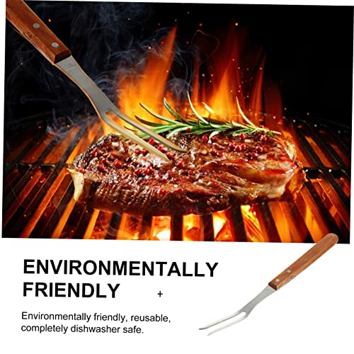 YARNOW 6 Pçs Inoxidável Seguro Metal Ao Ar Livre Para Espetos De Madeira Turner Grill Garfo De Pique