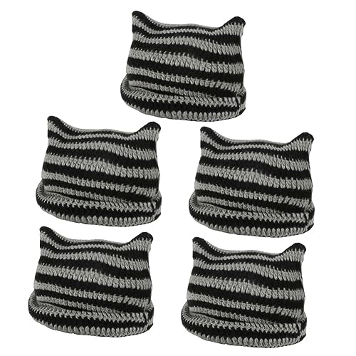 Chapeau beanie avec oreilles de chat vintage LIFKOME, lot de 5 bonnets chauds d'hiver