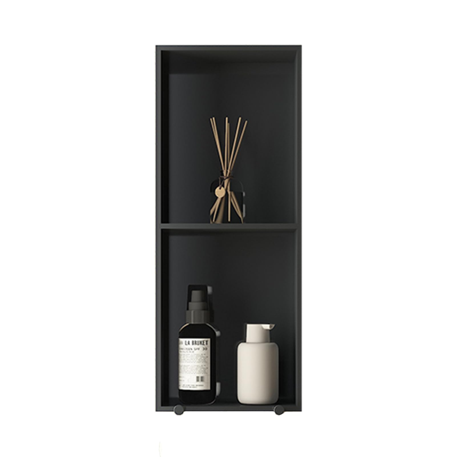 ZBJDX Matte Black Bathroom Wall Niche 304 Stainless Steel Shower Niche Waterproof Shower Caddy with Two Hooks No