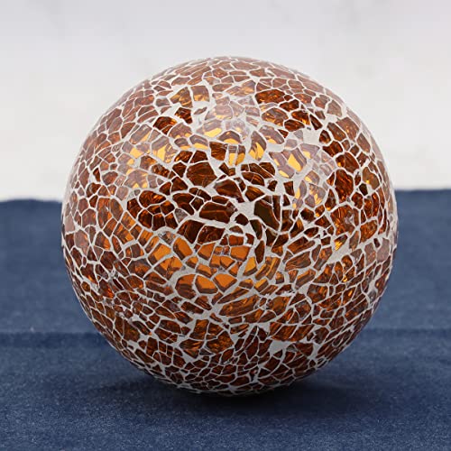 Yatinkim Mosaic Glass Ball 3pcs Decorative Balls for Bowls 3.35inch Gold Orbs Mirror Glass Orb Sphere for Dining Table Centerpiece Vases Living Room Wedding Party Decor - Image 4