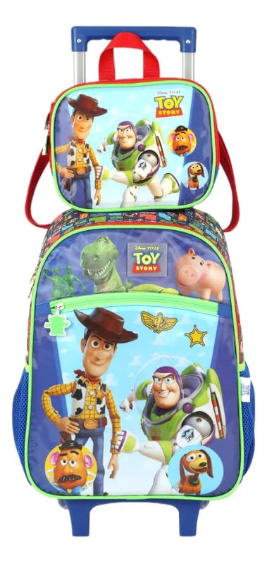Kit Mochila Carrinho Luxcel + Lancheira Toy Story Verde Ic42432ty