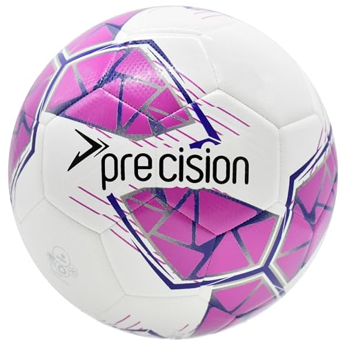 Precision Fusion FIFA Basic All Seasons Training Ball - Official IMS Certified - Ultra Heavy Duty 3.5mm EVA Foam - Pink White, Purple, Ball Size 4