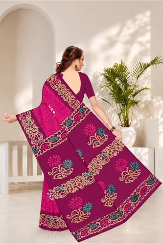 Image of TAMAIRA FASHION Mulmul Pure Cotton Saree For Woman Batik Printed |Office Wear Daily Wear Sarees For Women Without Blouse Piece