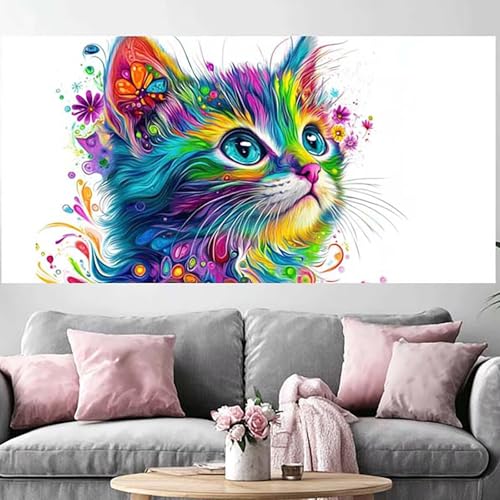 Diamond painting chat 5D grand format 70x210 cm avec strass complet pour broderie DIY