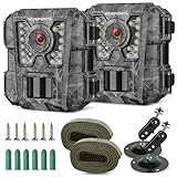 WOSPORTS Mini Trail Camera 2 Pack 24MP 1080P HD Trail Cam with Night Vision Motion Activated Game Camera for Outdoor Wildlife Monitoring